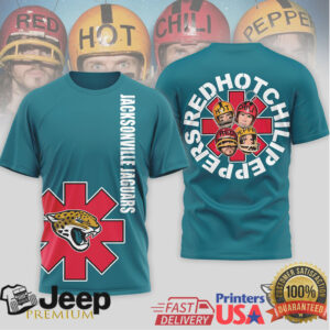 Jacksonville Jaguars Official NFL Red Hot Chilli Peppers 3D Shirt