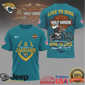 Jacksonville Jaguars Official NFL Snoopy Harley Davidson 3D Shirt