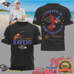 Jimmy Buffett Forever In Margaritaville Baltimore Ravens NFL T Shirt