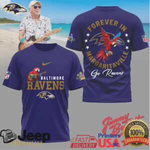 Jimmy Buffett Forever In Margaritaville Baltimore Ravens NFL T Shirt