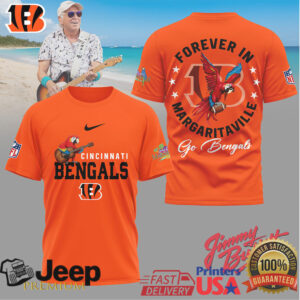 Jimmy Buffett Forever In Margaritaville Cincinnati Bengals Parrot T Shirt