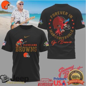 Jimmy Buffett Forever In Margaritaville Cleveland Browns NFL Tropical Tee