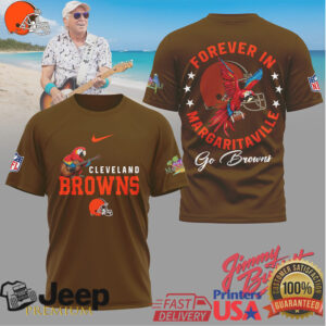 Jimmy Buffett Forever In Margaritaville Cleveland Browns NFL Tropical Tee
