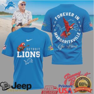 Jimmy Buffett Forever In Margaritaville Detroit Lions Parrot Fan T Shirt