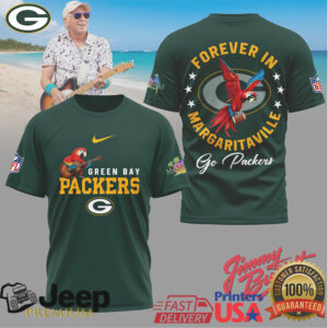 Jimmy Buffett Forever In Margaritaville Green Bay Packers Tribute T Shirt
