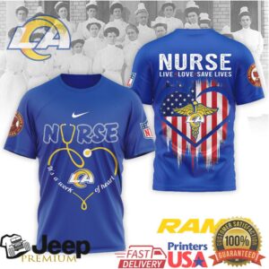 Los Angeles Rams Official NFL Army Nurse Corps 125th Anniversary 3D Shirt