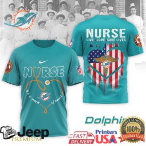Miami Dolphins Official NFL Army Nurse Corps 125th Anniversary 3D Shirt