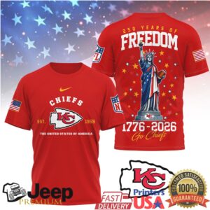 Kansas City Chiefs 250 Years of Freedom 1776 2026 T Shirt