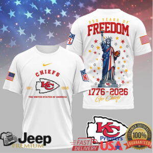 Kansas City Chiefs 250 Years of Freedom 1776 2026 T Shirt