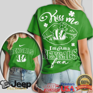 Kiss Me I’M A Bengals Fan St. Patrick'S Day Cincinnati Football Tshirt