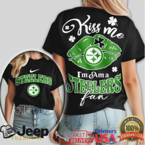 Kiss Me I’M A Steelers Fan St. Patrick'S Day Pittsburgh Football Tshirt