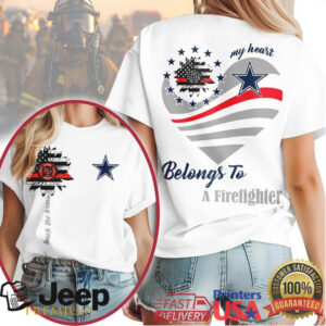 Dallas Cowboys Official NFL My Heart Belongs To A Firefighter T shirt