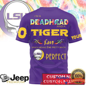 LSU Tigers Personalized Deadhead Fan Grateful Dead Logo T Shirt