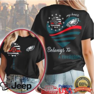 Philadelphia Eagles Official NFL My Heart Belongs To A Firefighter T shirt