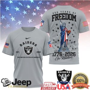 Las Vegas Raiders 250 Years of Freedom 1776 2026 American Flag T Shirt