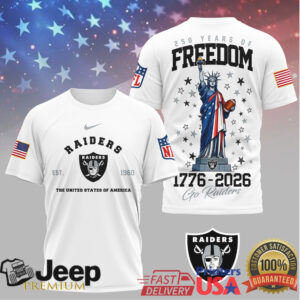 Las Vegas Raiders 250 Years of Freedom 1776 2026 American Flag T Shirt