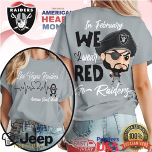 Las Vegas Raiders American Heart Month Apparel Raiders Fan Red Ribbon Tee