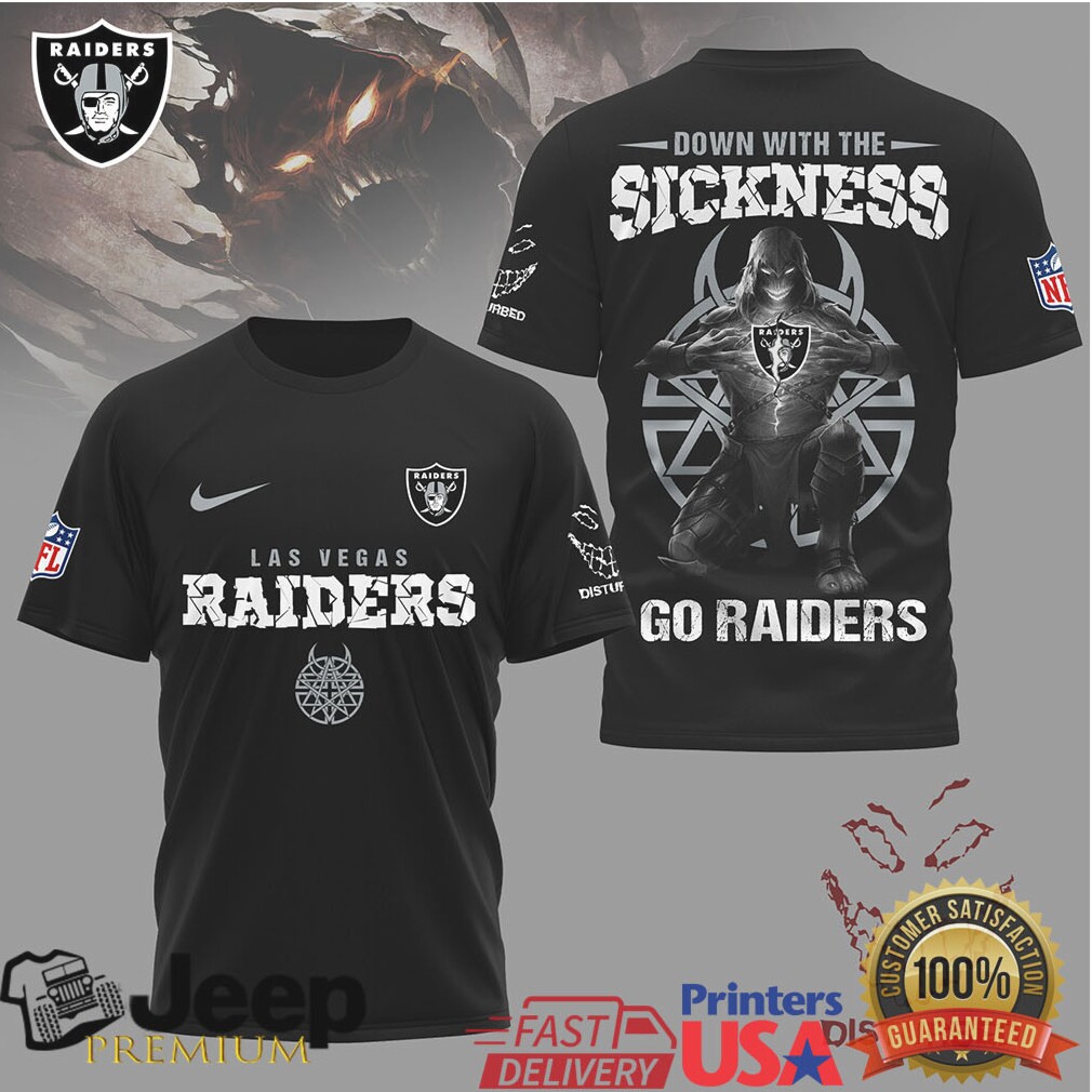 Las Vegas Raiders Disturbed Down With The Sickness Tshirt Las Vegas Raiders Disturbed Down With The Sickness Tshirt
