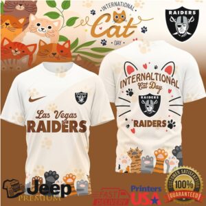 Las Vegas Raiders International Cat Day Paw Print Graphic Tshirt