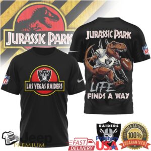 Las Vegas Raiders Jurassic Park T Shirt Dinosaur Football Mashup Tee