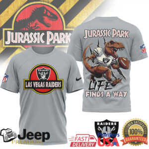 Las Vegas Raiders Jurassic Park T Shirt Dinosaur Football Mashup Tee