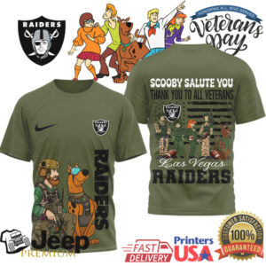 Las Vegas Raiders Scooby Doo Veterans Day Salute To Service Fan Tee