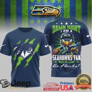 Seattle Seahawks Damn Right I’m a Fan 3D T Shirt Seattle Seahawks Damn Right I’m a Fan 3D T Shirt