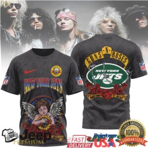 New York Jets Official NFL Guns N' Roses 3D Shirt