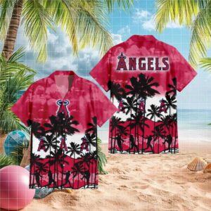 Los Angeles Angels MLB Red Sunset Tropical Hawaiian Shirt