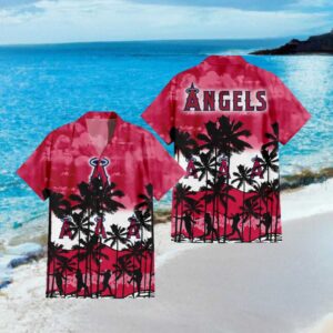 Los Angeles Angels MLB Red Sunset Tropical Hawaiian Shirt