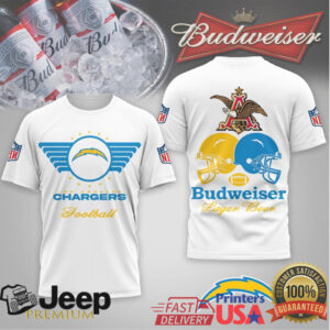 Los Angeles Chargers Budweiser Lager Beer Classic Logo Shirt