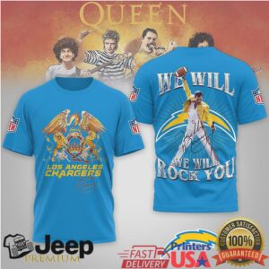 Los Angeles Chargers Freddie Mercury Queen “We Will Rock You” Tee