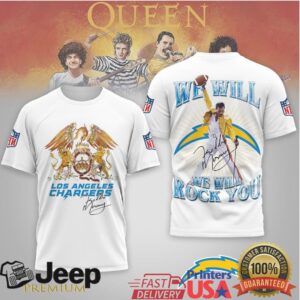 Los Angeles Chargers Freddie Mercury Queen “We Will Rock You” Tee