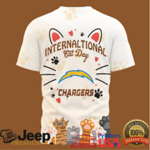 Los Angeles Chargers International Cat Day 3D All Over Print Tshirt