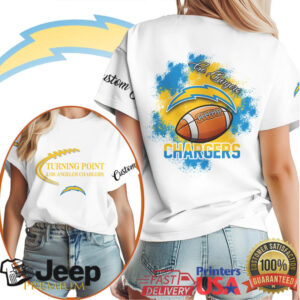 Los Angeles Chargers NFL Turning Point Bolt Graphic White Tee