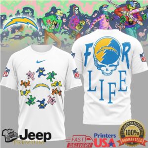 Los Angeles Chargers Official NFL Grateful Dead For Life 3D Shirt