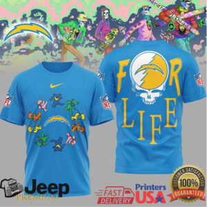 Los Angeles Chargers Official NFL Grateful Dead For Life 3D Shirt