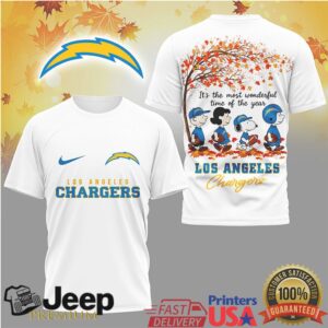 Los Angeles Chargers Snoopy Peanuts Fall Autumn Football Tshirt