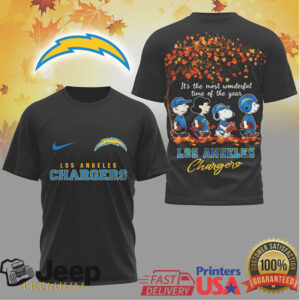 Los Angeles Chargers Snoopy Peanuts Fall Autumn Football Tshirt