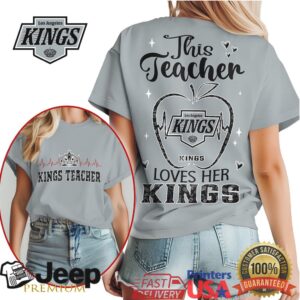 Los Angeles Kings Teacher Apple Heart Hockey Fan T Shirt