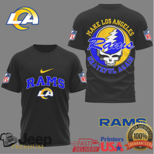 Los Angeles Rams “Make Los Angeles Grateful Again” Tshirt Retro Skull Rock Style Tee