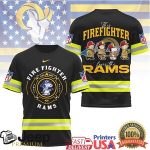 Los Angeles Rams Official NFL Snoopy Firefighter 3D Shirt