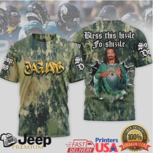 Jacksonville Jaguars Official NFL Snoop Dogg Bless this hizzle fo shizzle 3D Shirt