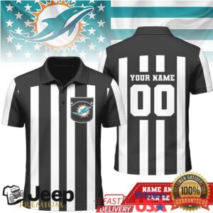 Miami Dolphins Custom Name Number Referee Polo Shirt Miami Dolphins Custom Name Number Referee Polo Shirt
