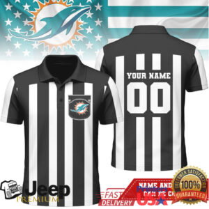 Miami Dolphins Custom Name Number Referee Polo Shirt