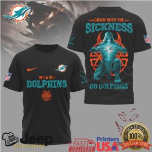 Miami Dolphins Disturbed Down With The Sickness Tshirt Miami Dolphins Disturbed Down With The Sickness Tshirt