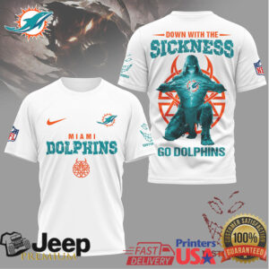 Miami Dolphins Disturbed Down With The Sickness Tshirt