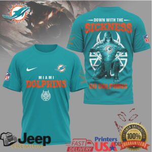 Miami Dolphins Disturbed Down With The Sickness Tshirt