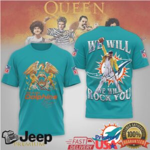 Miami Dolphins Freddie Mercury Queen “We Will Rock You” NFL Tee