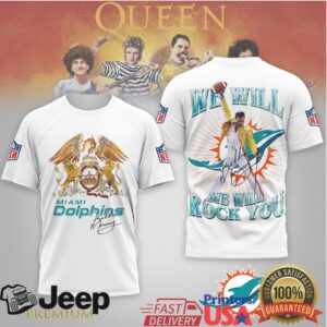 Miami Dolphins Freddie Mercury Queen “We Will Rock You” NFL Tee